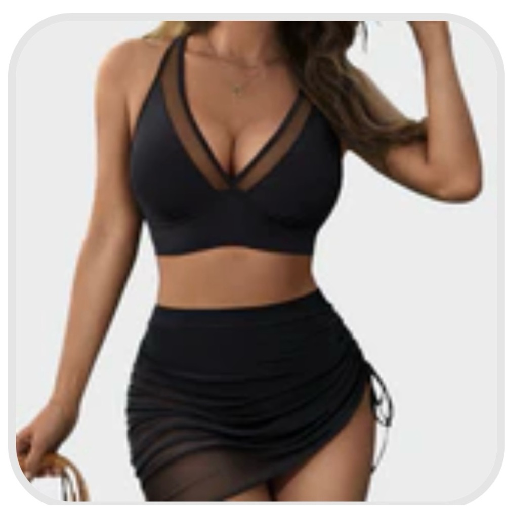 Black Sheer Mesh Bikini Set